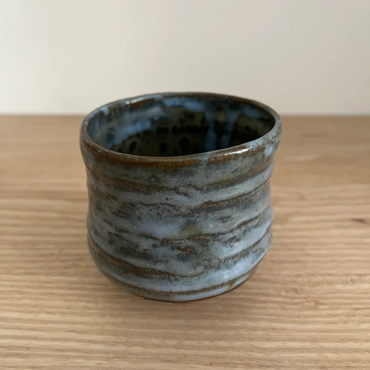 Ray Toms Boxed Yunomi Black Clay Cobalt Ash Glaze