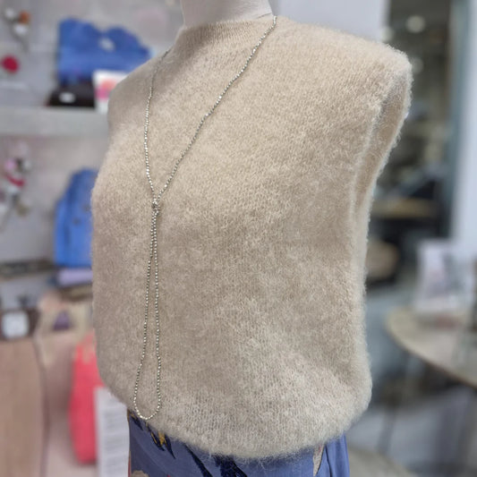 Fluffy Mohair Blend Vest - Wheat