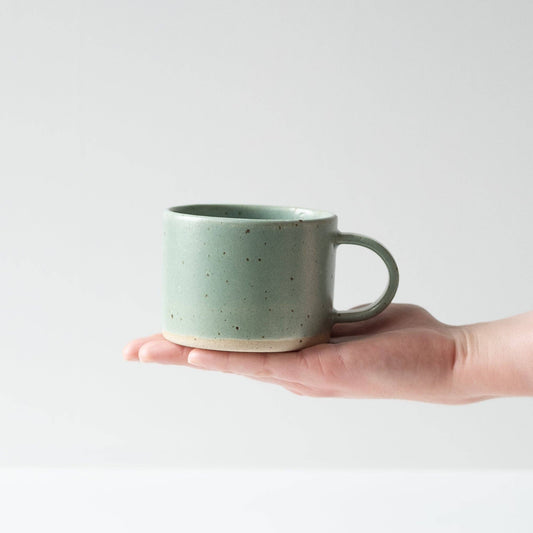 Dor & Tan Short Mug - Celadon & Speckled