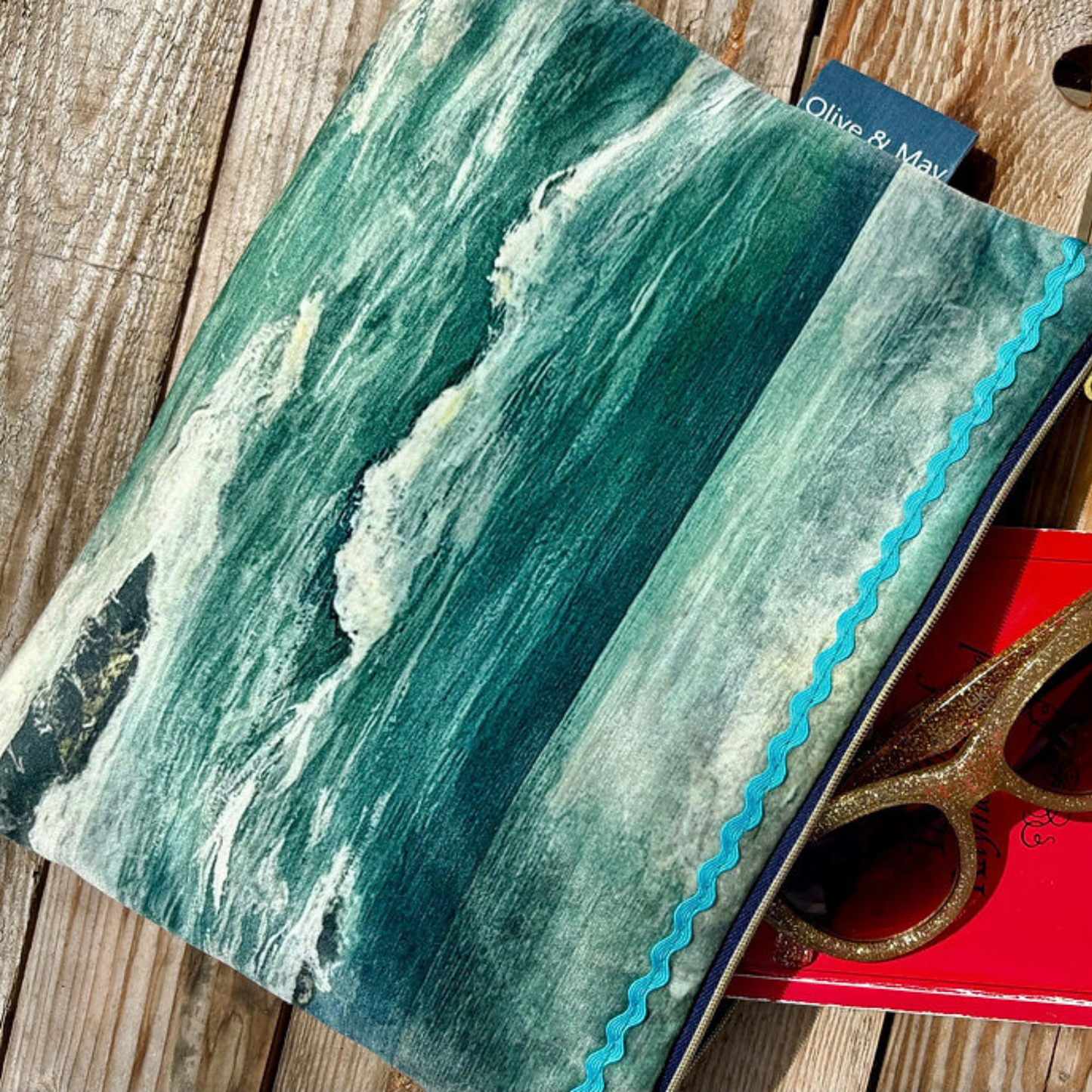 Olive & May Zip Pouch - Stormy Sea