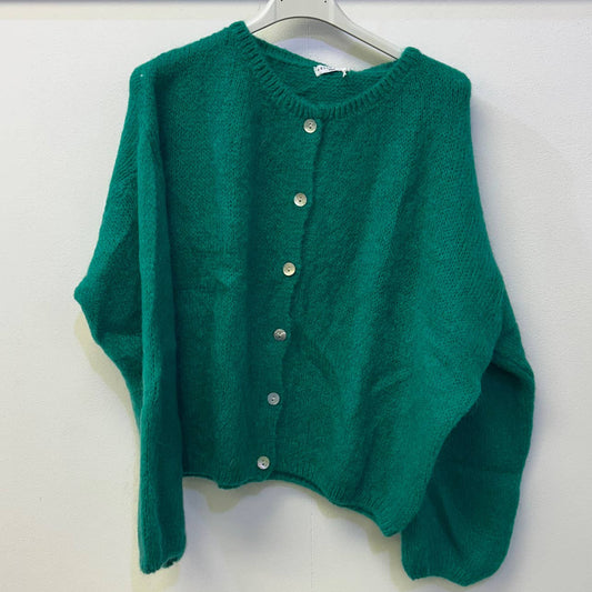 Button Through Mohair Cardigan - Jade