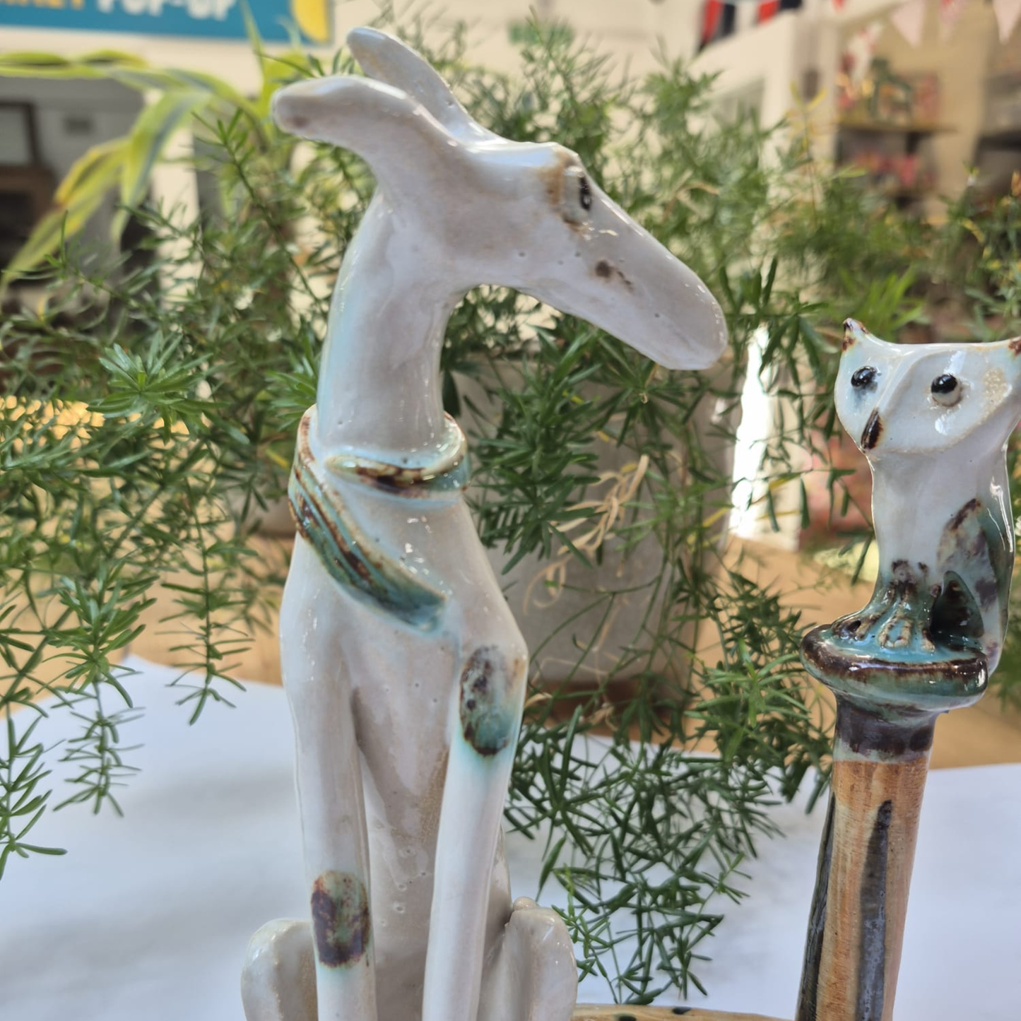 Shelagh Spear Dog and Owl on Post SS214