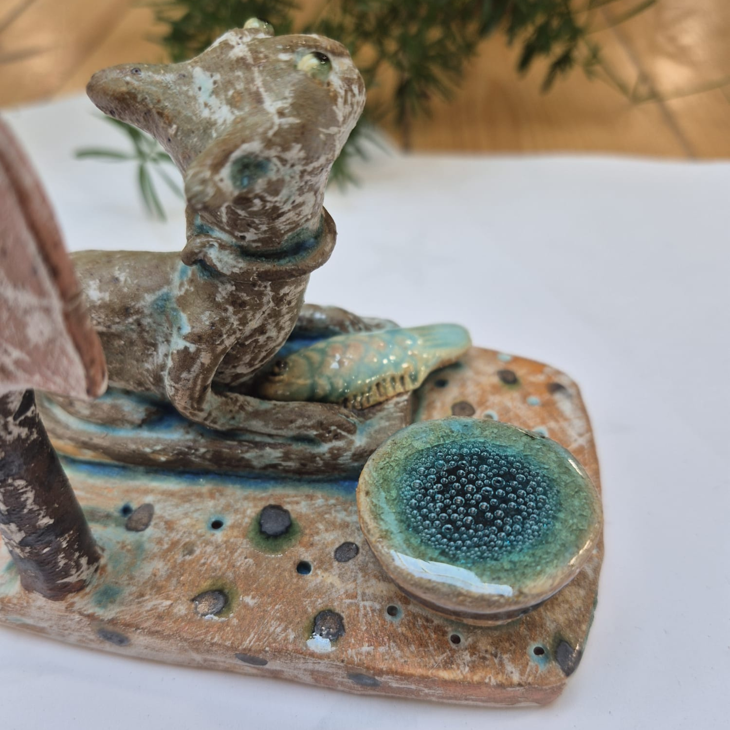 Shelagh Spear Cat with Fish, Tree and Water SS223