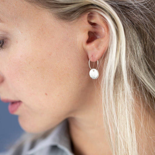 One & Eight Porcelain Mist Earrings - White & Silver