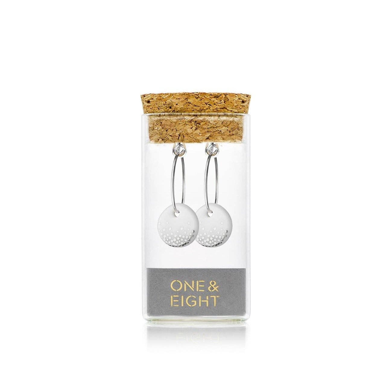 One & Eight Porcelain Mist Earrings - White & Silver