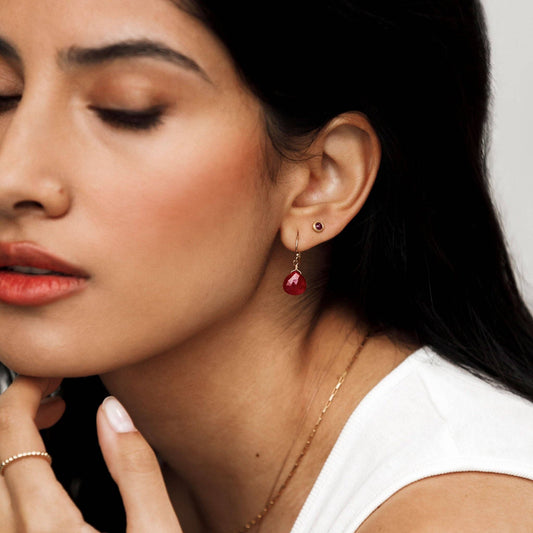 Wanderlust Life - July Ruby Birthstone Stud Earrings