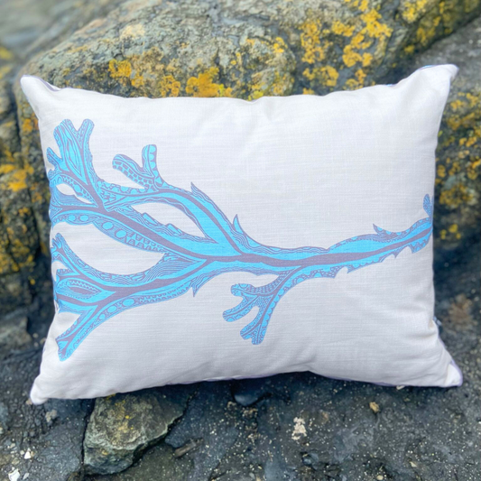 Seaweed Print Cushion - Blue