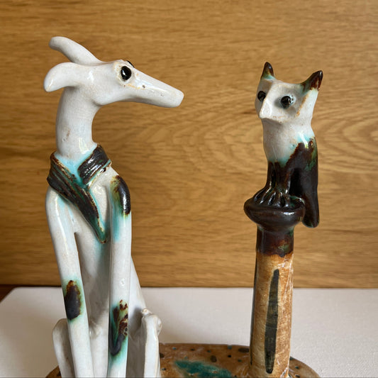 Shelagh Spear Dog and Owl on Post SS229