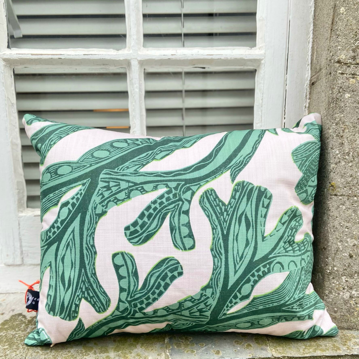 Seaweed Print Cushion - Green