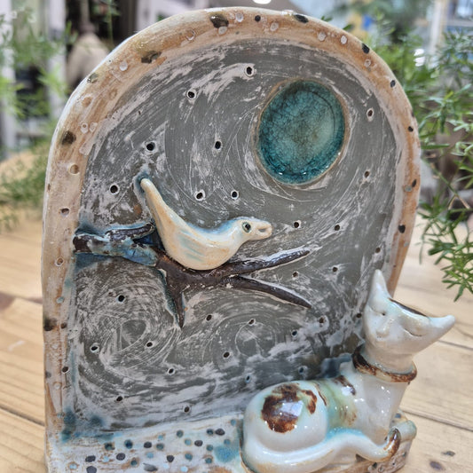 Shelagh Spear Cat, Bird & Blue Moon SS198