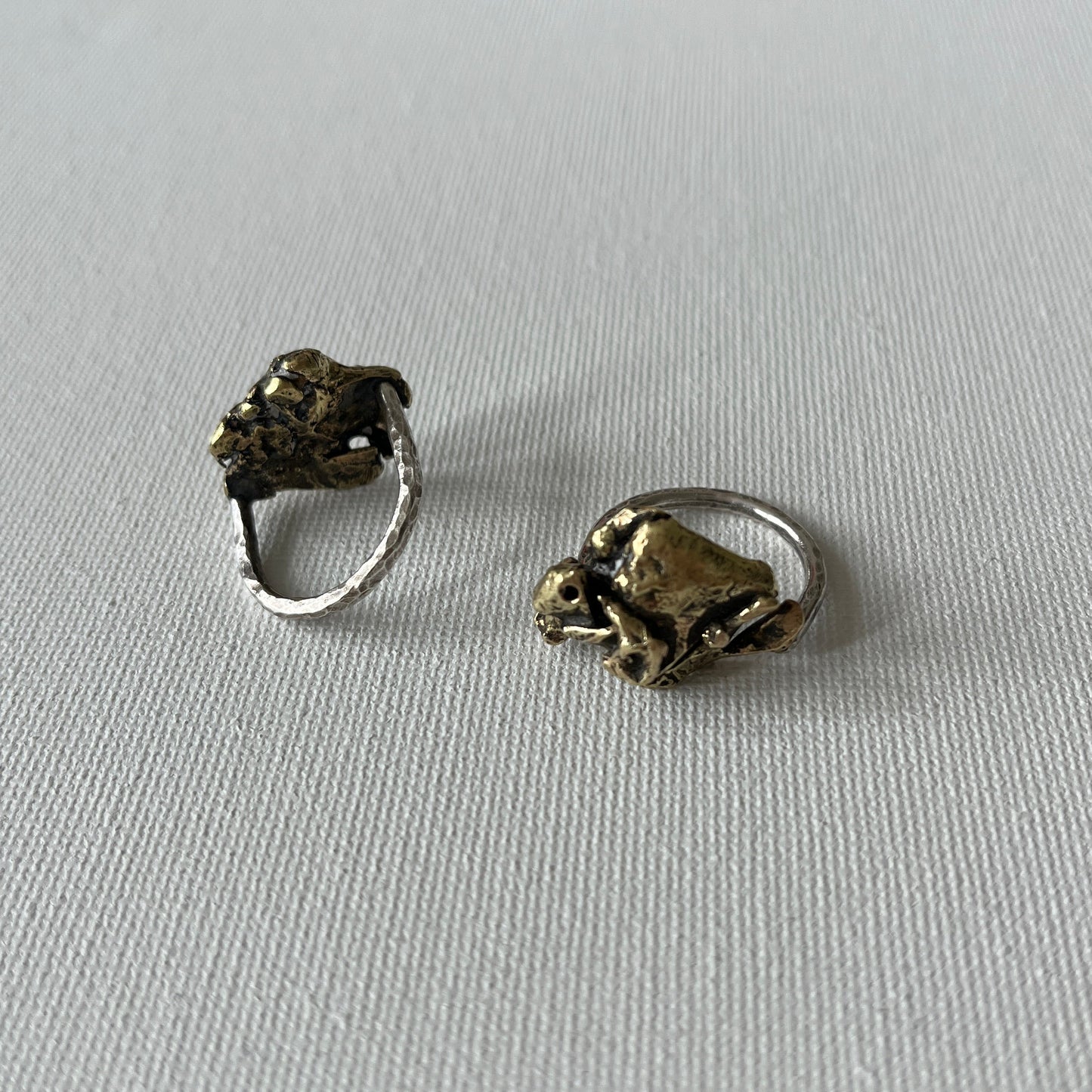 Silver Ring with Fused Brass
