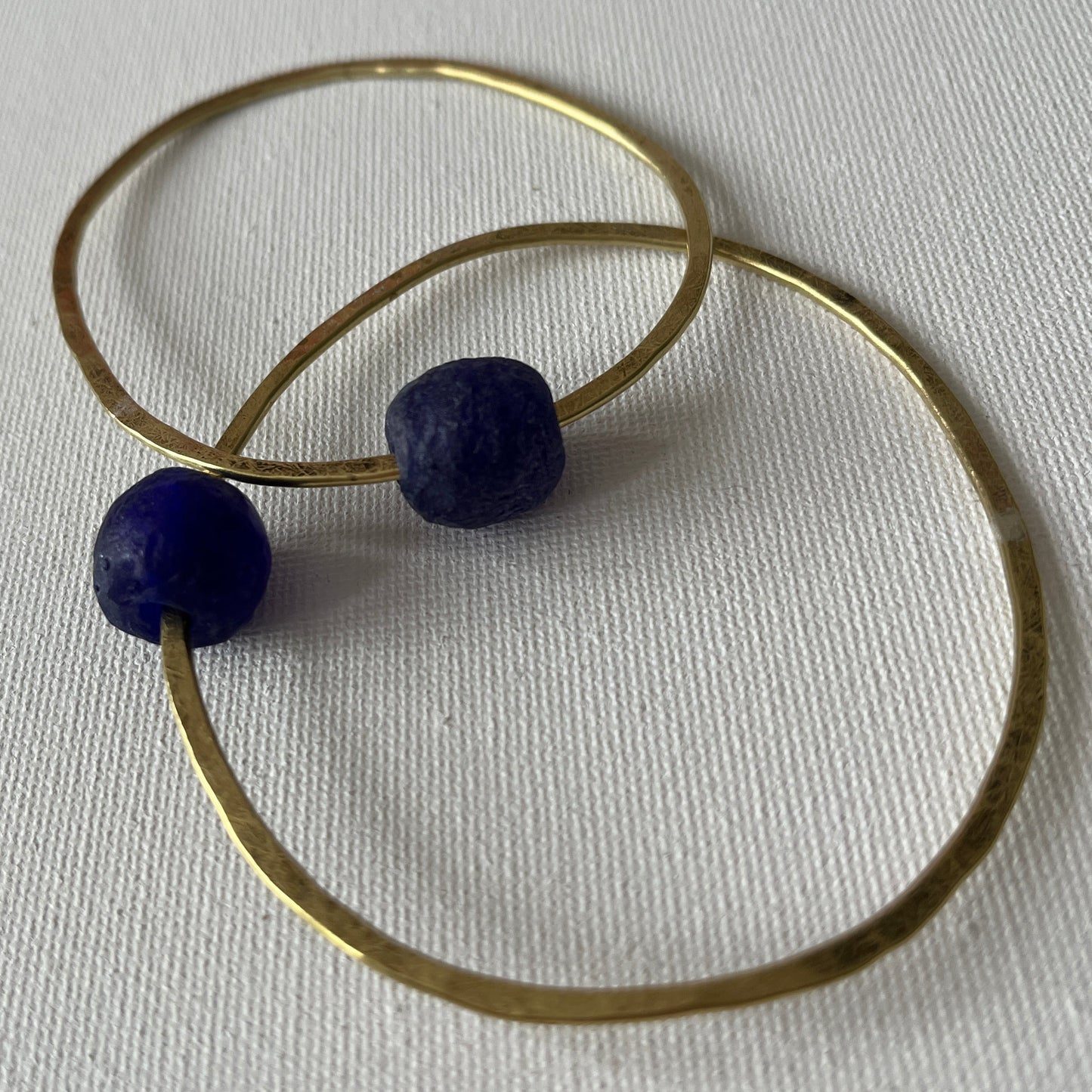 Brass Bangle with Recycled Glass Bead