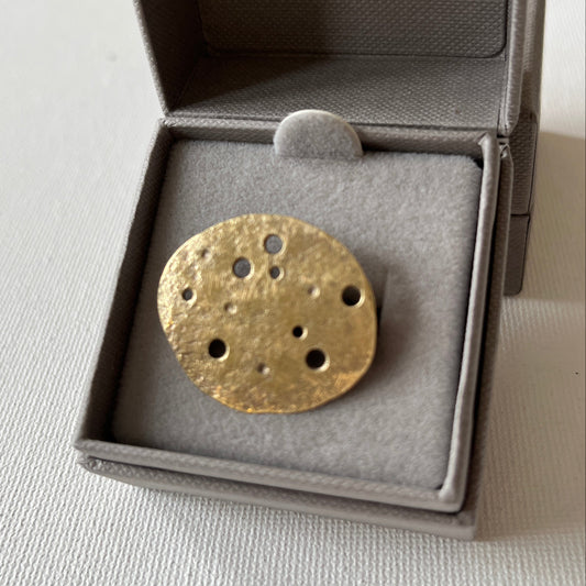 Eroded Brass Pebble Statement Ring