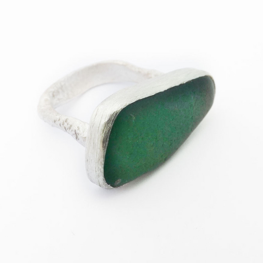 Sarah Drew Small Sea Glass Eco Silver Ring