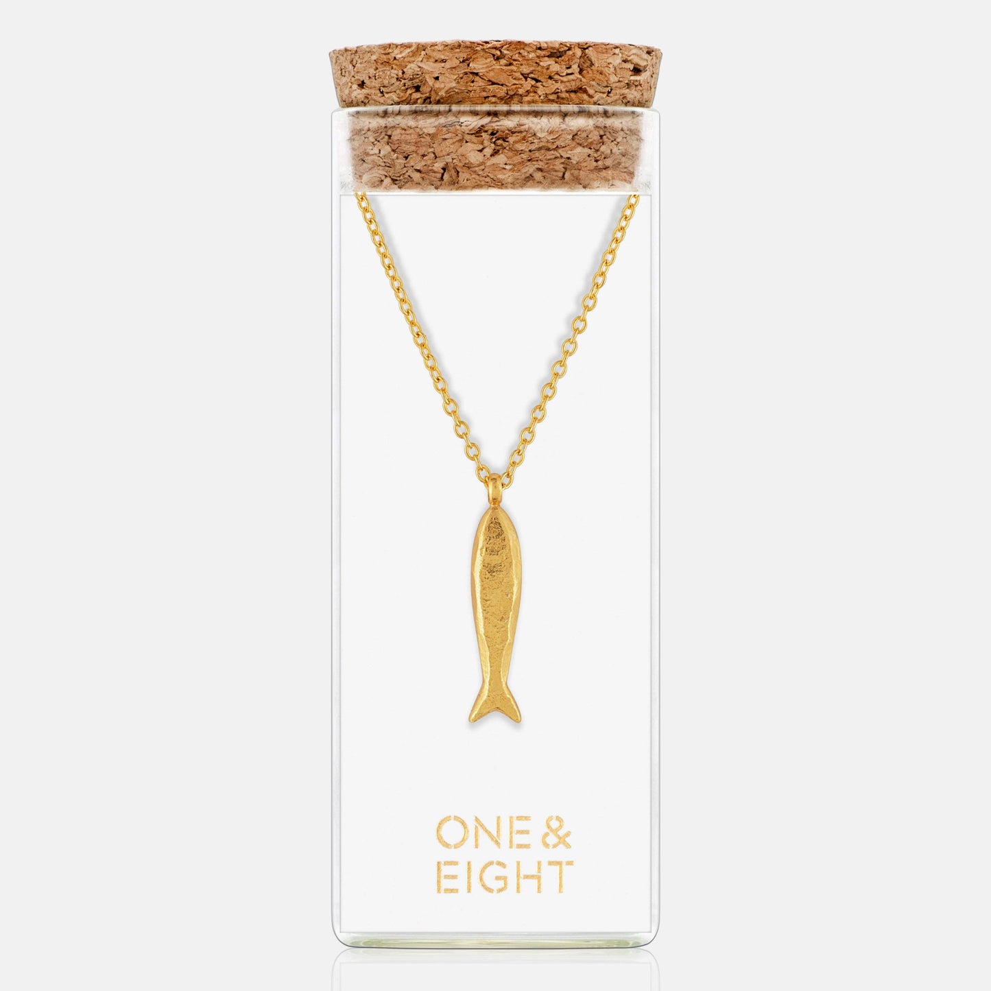 One & Eight Minnow Necklace - Gold