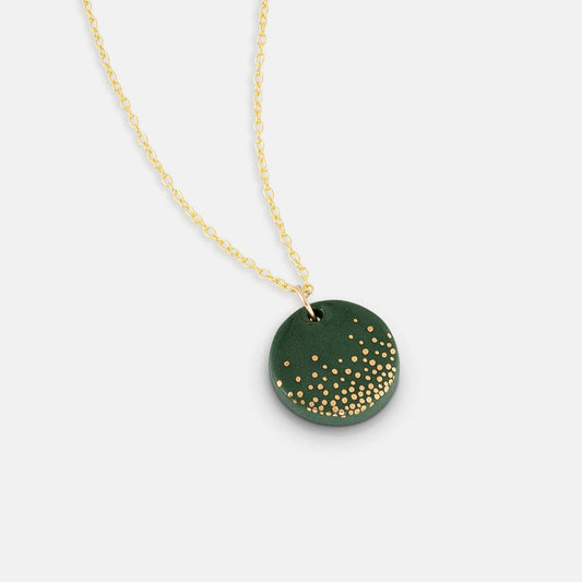 One & Eight Porcelain Mist Necklace - Forest Green & Gold