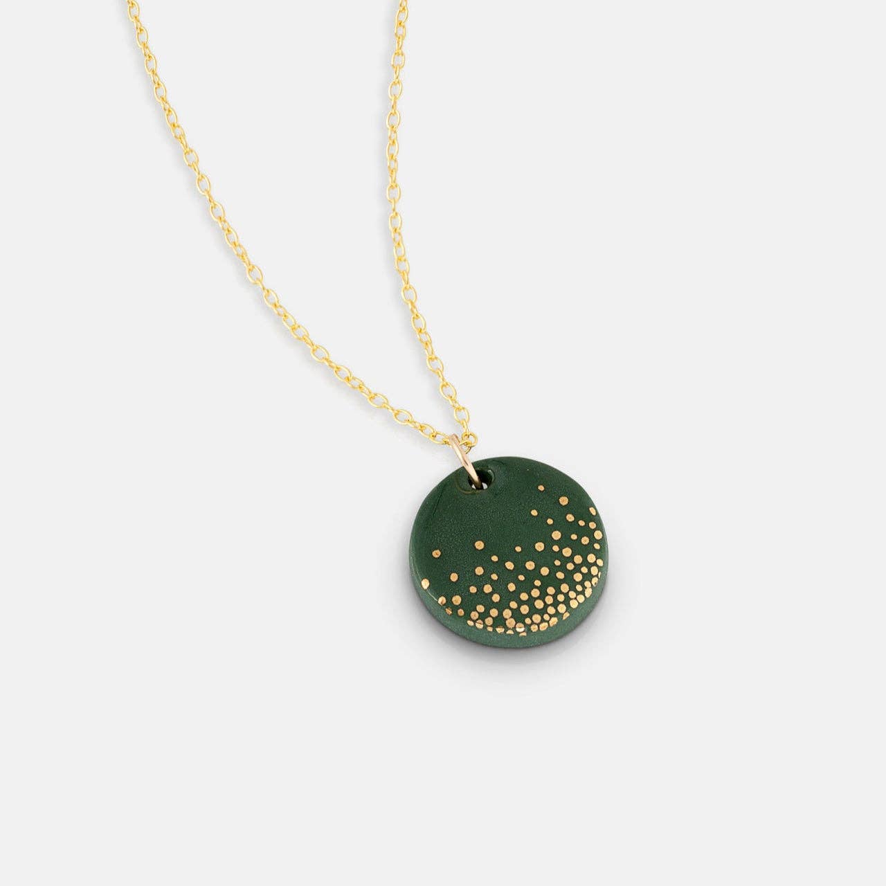 One & Eight Porcelain Mist Necklace - Forest Green & Gold