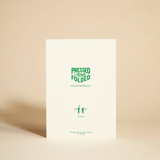 Pressed and Folded Greetings Card - Three Alphabets