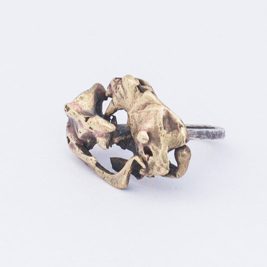 Silver Ring with Fused Brass