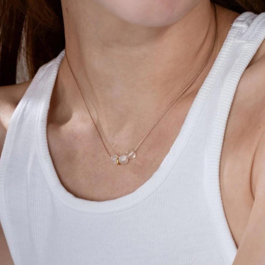 One & Eight Cord Necklace - Moonstone