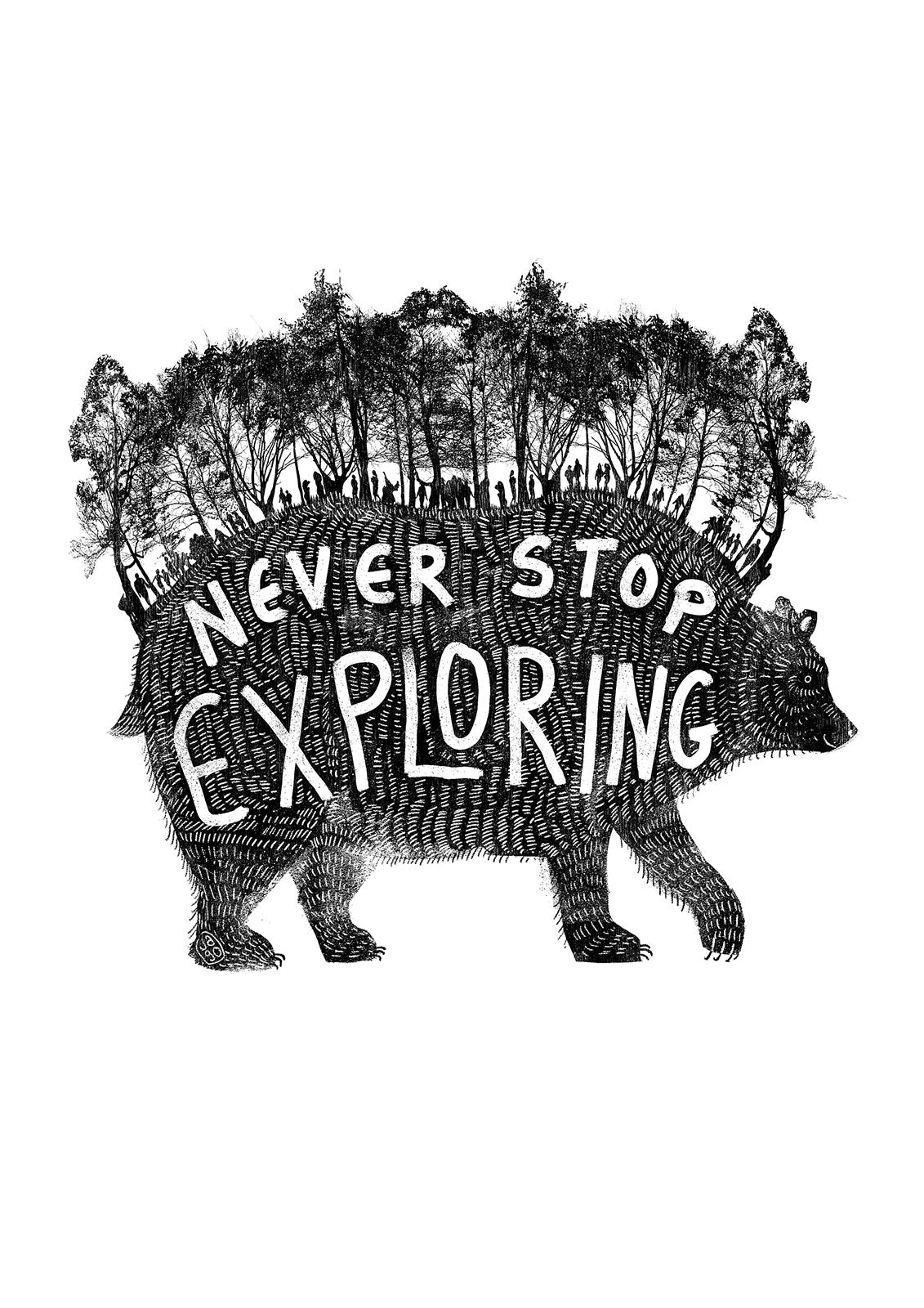 Jago Illustration Print - Forest Bear