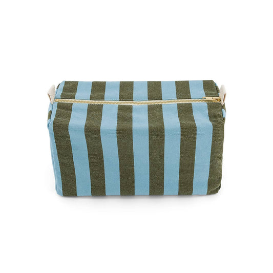 Vic Wash Bag - Olive & Blue Stripes