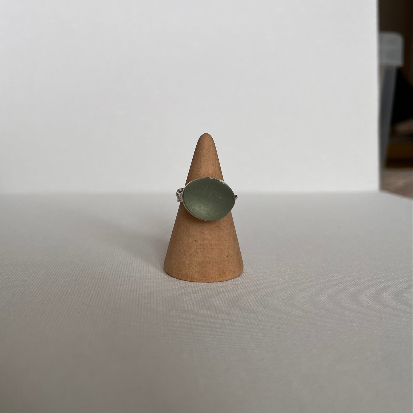 Sarah Drew Eco Silver Ring - Seafoam Green Seaglass