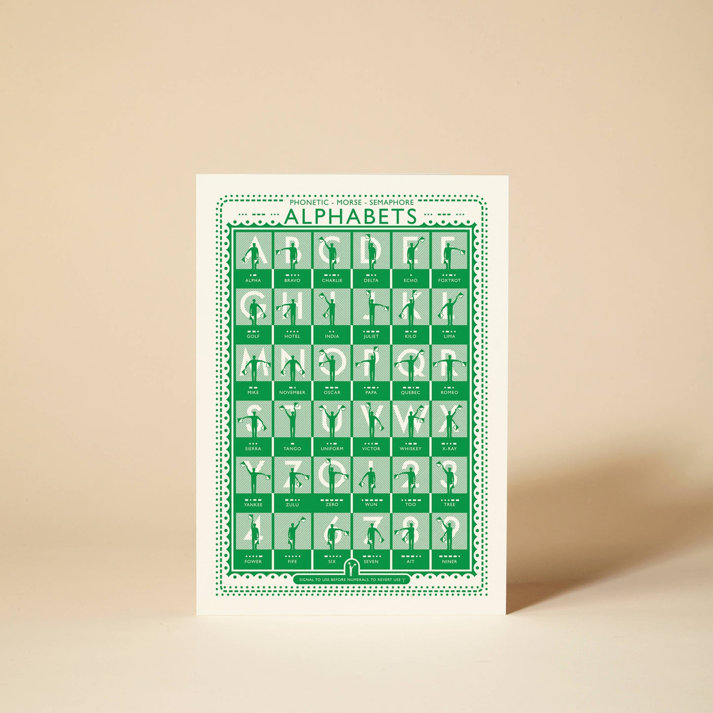 Pressed and Folded Greetings Card -  Three Alphabets