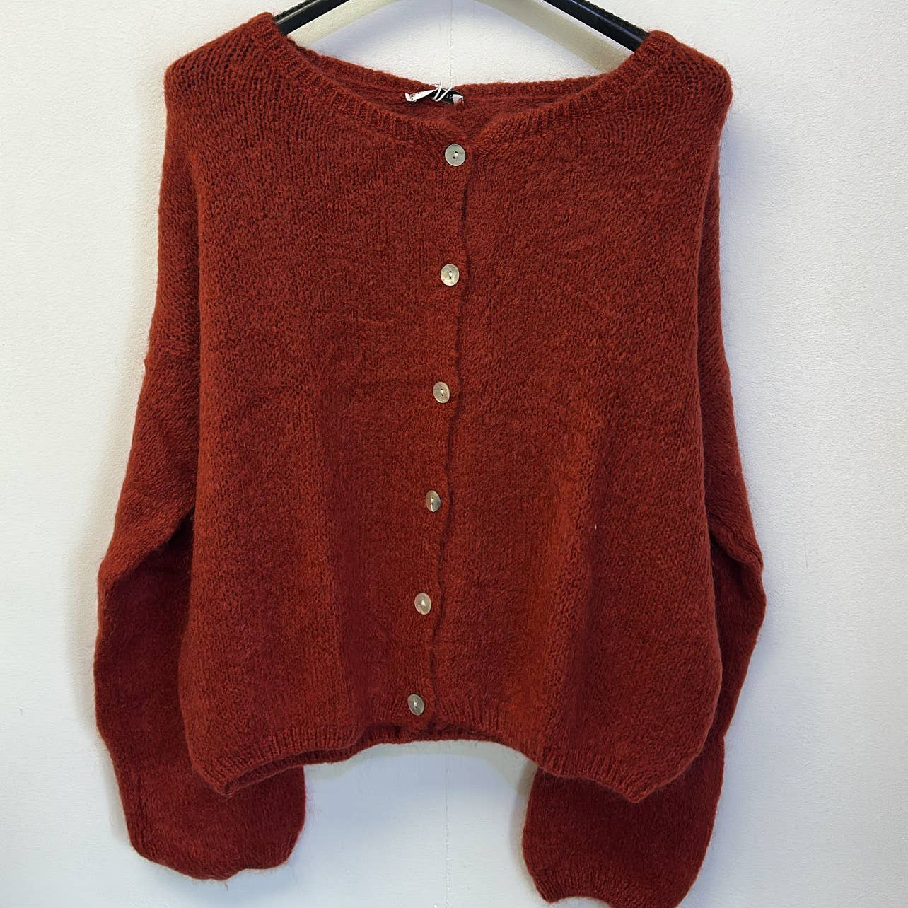 Button Through Mohair Cardigan - Rust