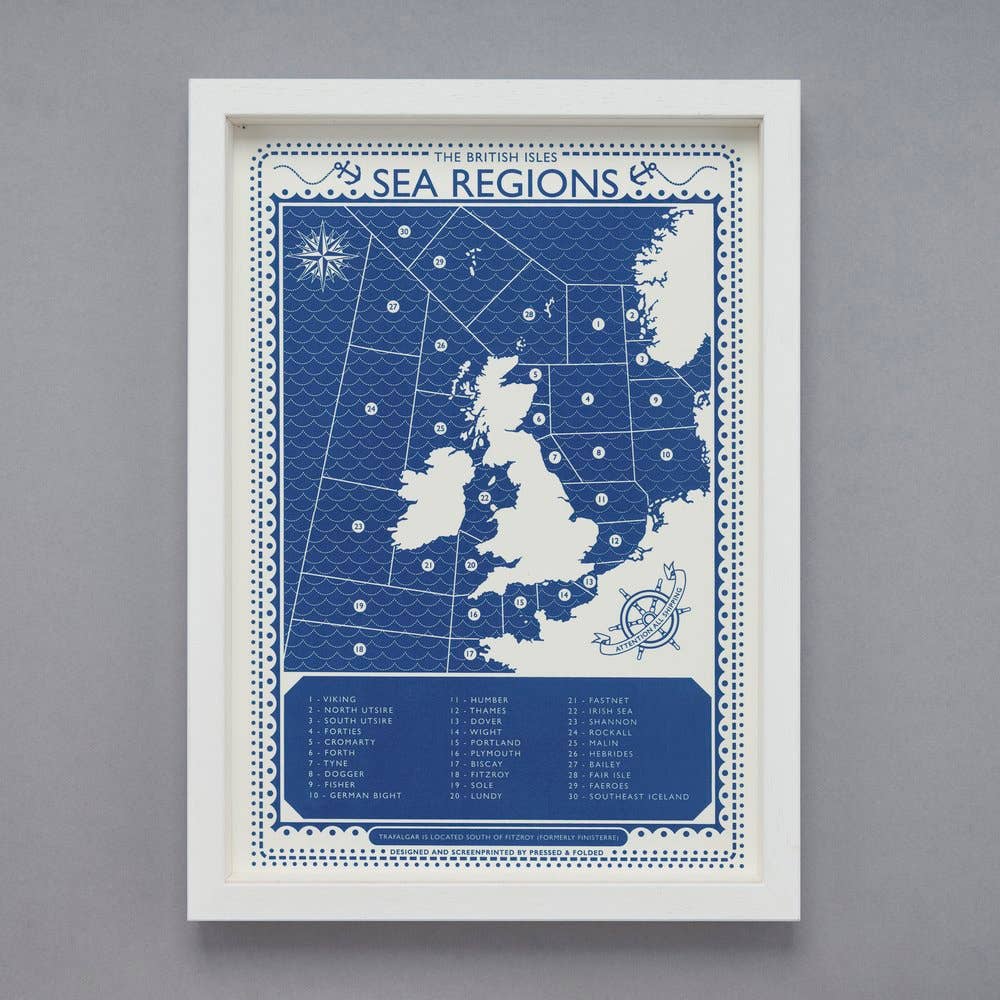 Pressed and Folded Screen Print - Sea Regions