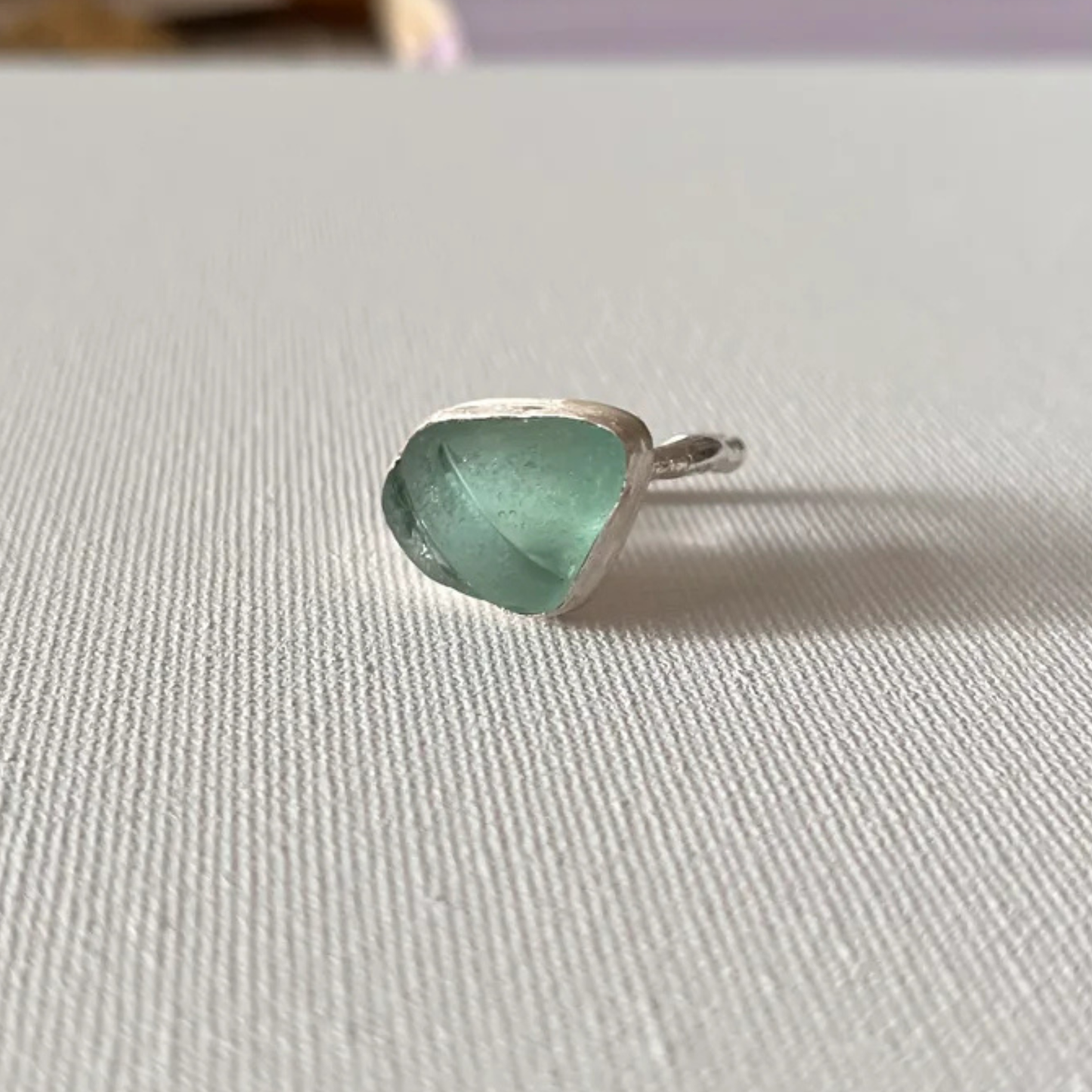 Sarah Drew Eco Silver Ring - Seafoam Green Seaglass