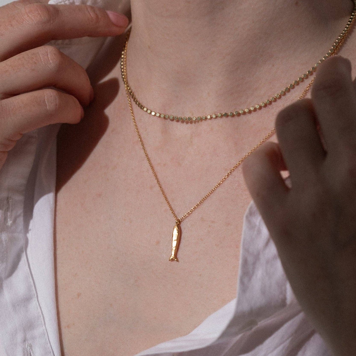One & Eight Minnow Necklace - Gold
