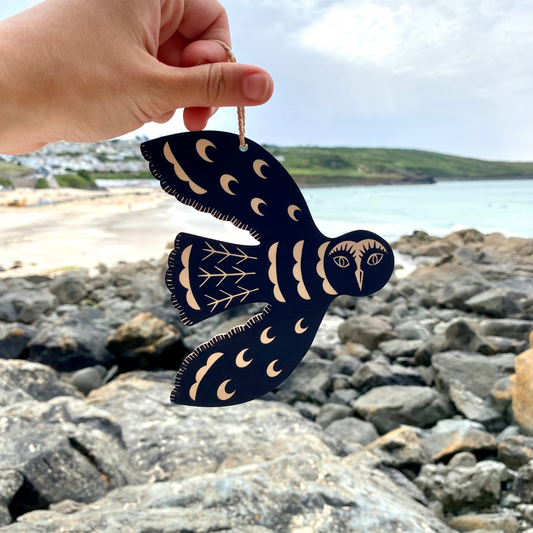 Kate Millbank Small Owl Decoration - Midnight Blue