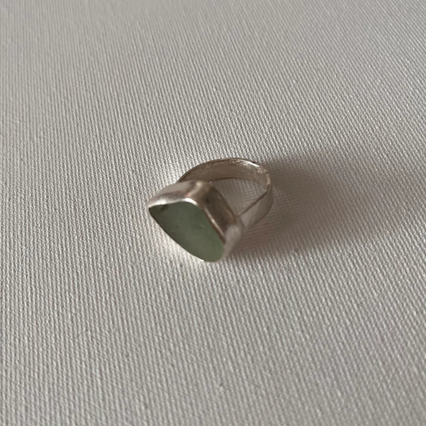 Sarah Drew Eco Silver Ring - Seafoam Green Seaglass