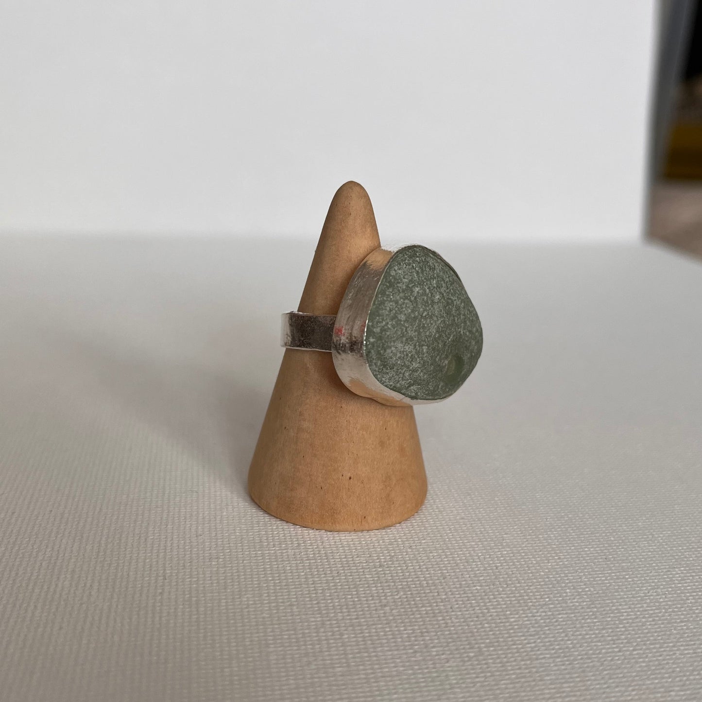 Sarah Drew Eco Silver Ring - Seafoam Green Seaglass XL