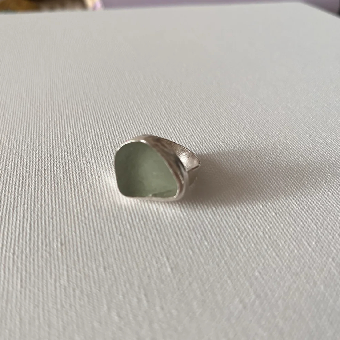 Sarah Drew Eco Silver Ring - Seafoam Green Seaglass