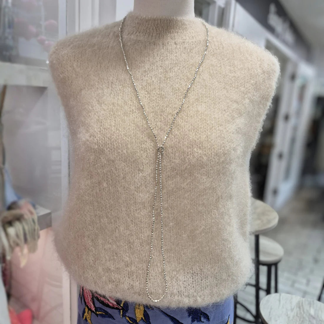 Fluffy Mohair Blend Vest - Wheat
