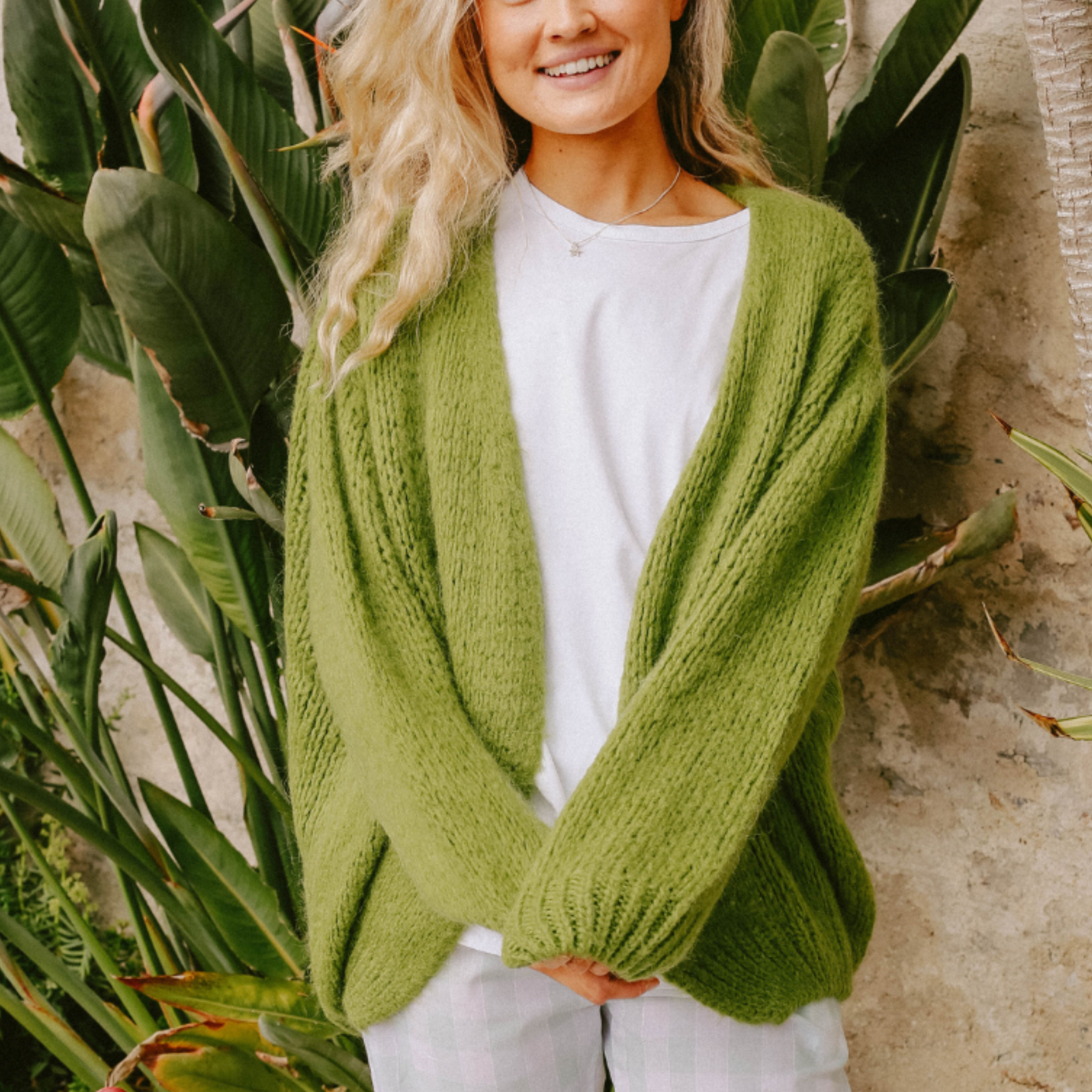 Mohair Mix Cardigan Moss Green