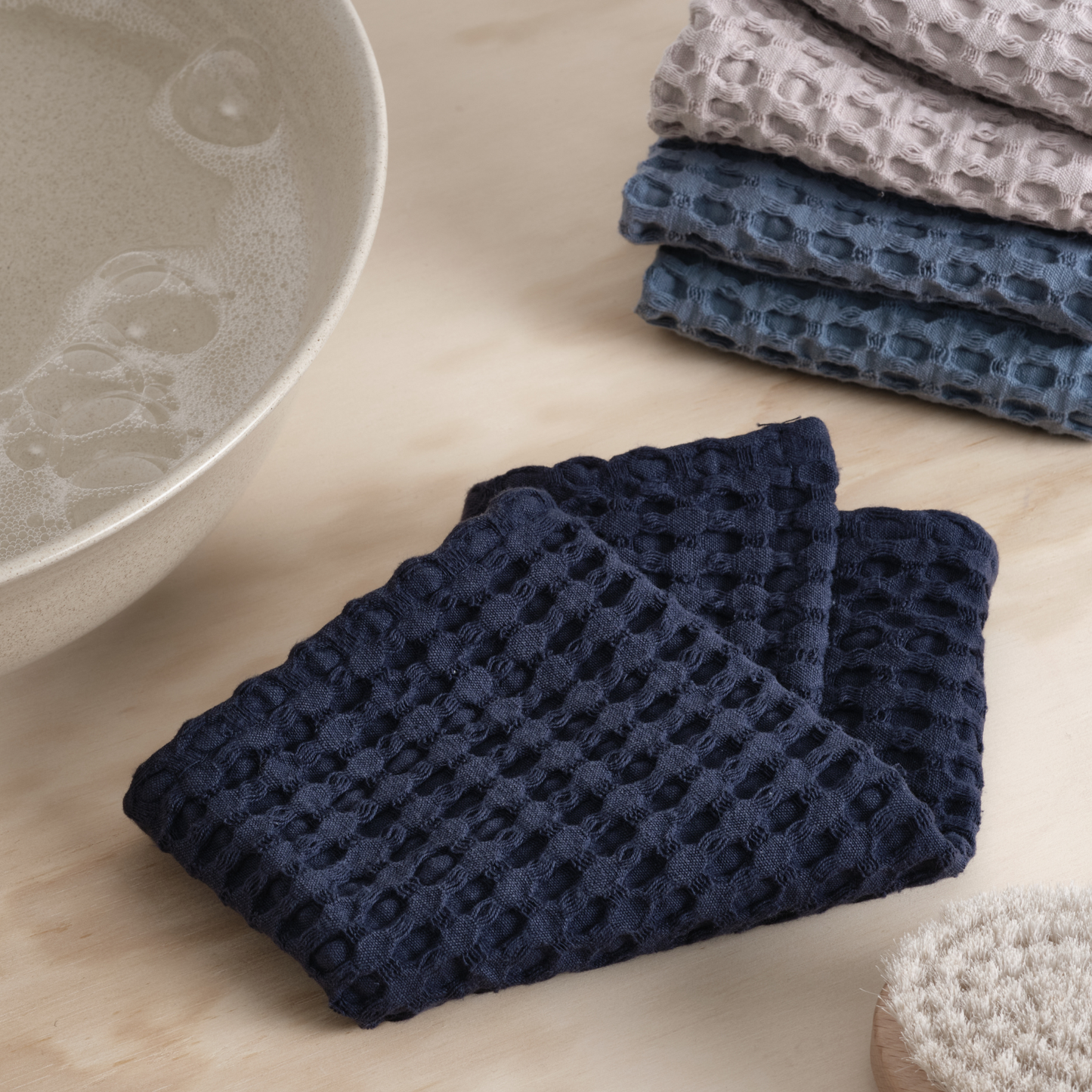 Organic Waffle Wash Cloth - Dark Blue