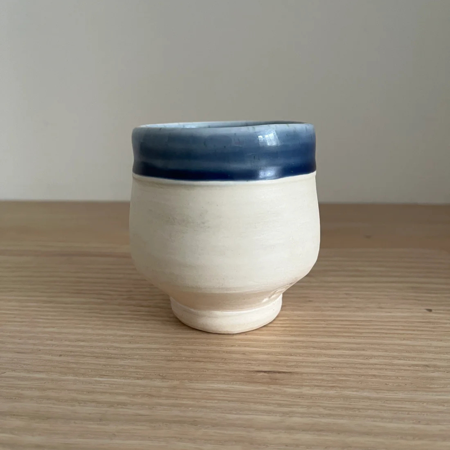 Ray Toms Boxed Yunomi White Porcelain Cobalt Ash Glaze
