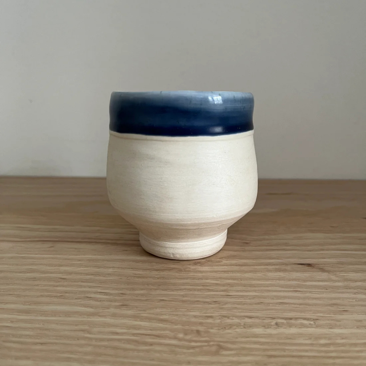 Ray Toms Boxed Yunomi White Porcelain Cobalt Ash Glaze