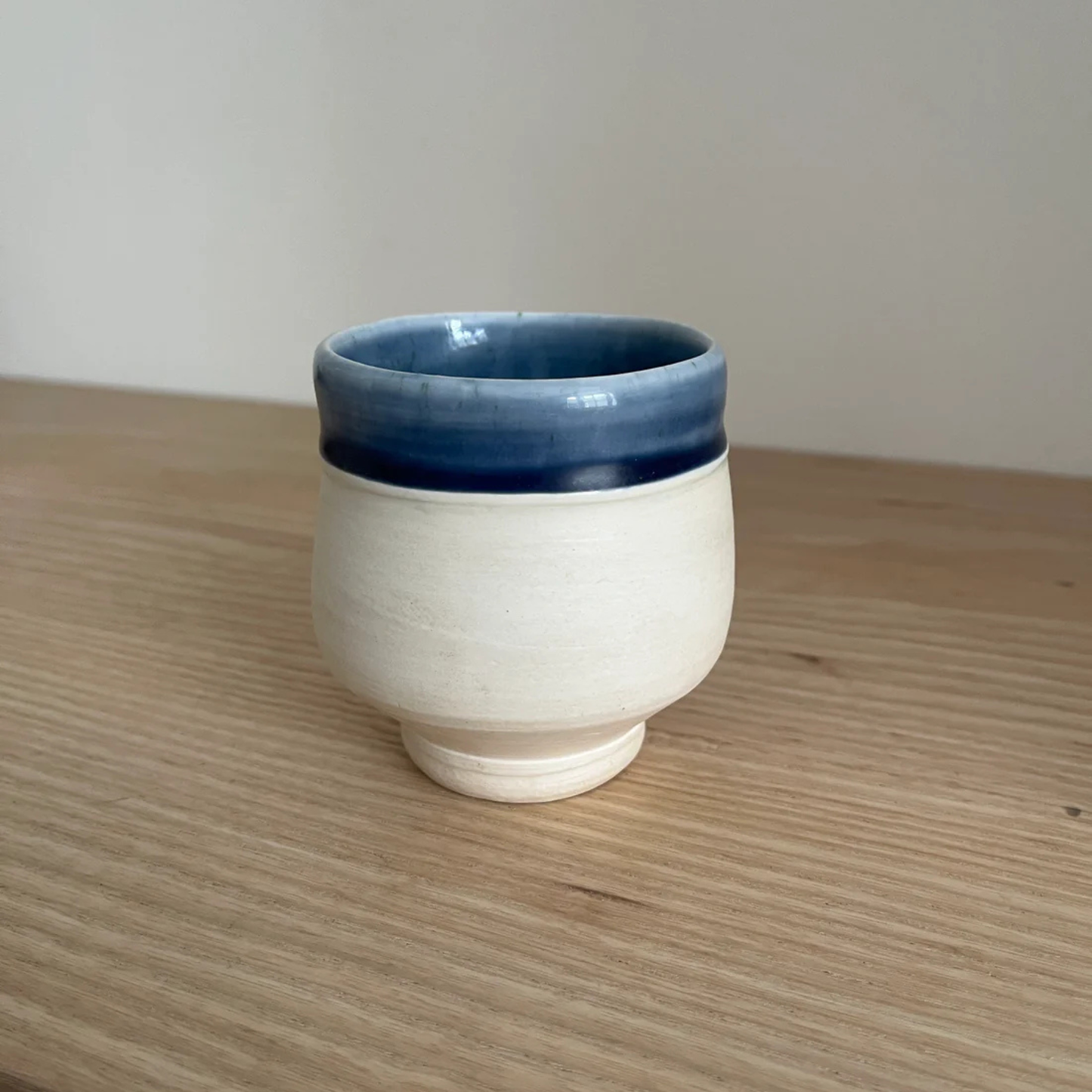 Ray Toms Boxed Yunomi White Porcelain Cobalt Ash Glaze