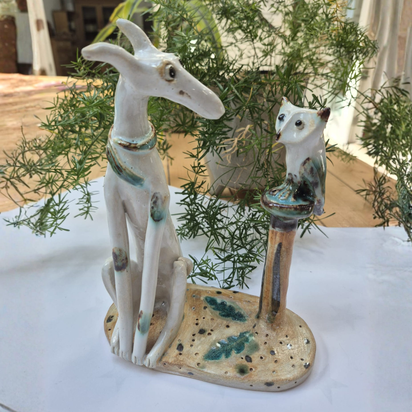 Shelagh Spear Dog and Owl on Post SS214