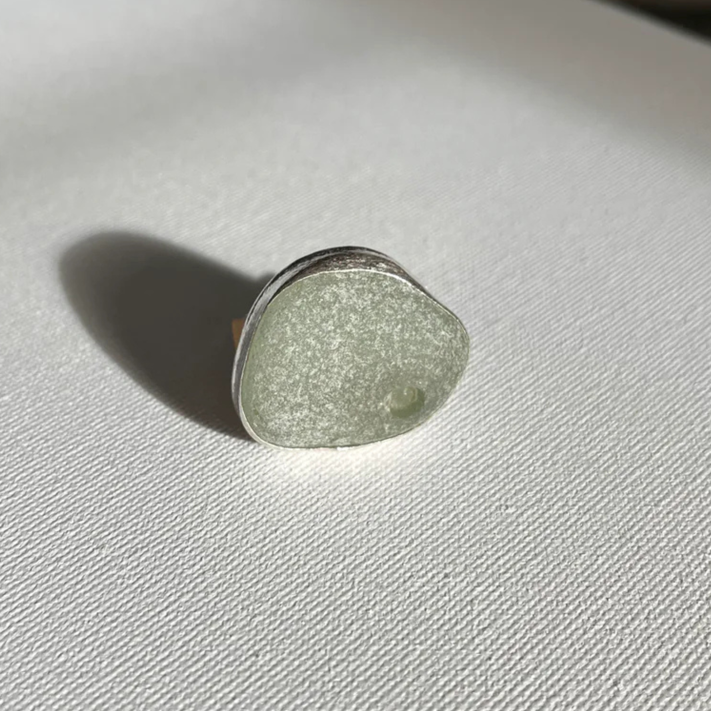 Sarah Drew Eco Silver Ring - Seafoam Green Seaglass XL