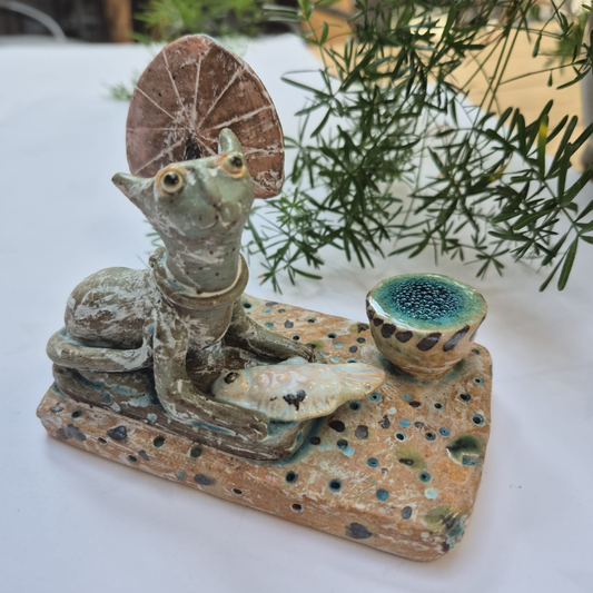 Shelagh Spear Cat with Fish, Tree and Water SS222