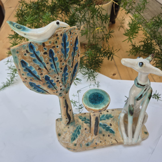 Shelagh Spear Dog with Tree, Bird and Water SS213