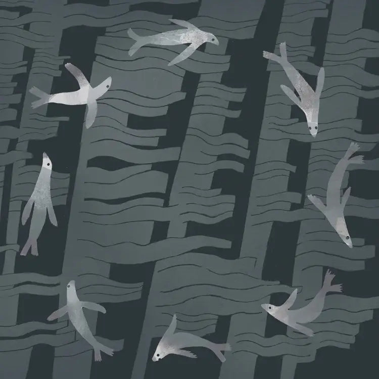 Greetings Card - Seals In A Kelp Forest