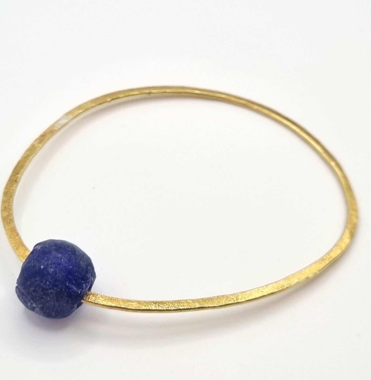 Brass Bangle with Recycled Glass Bead