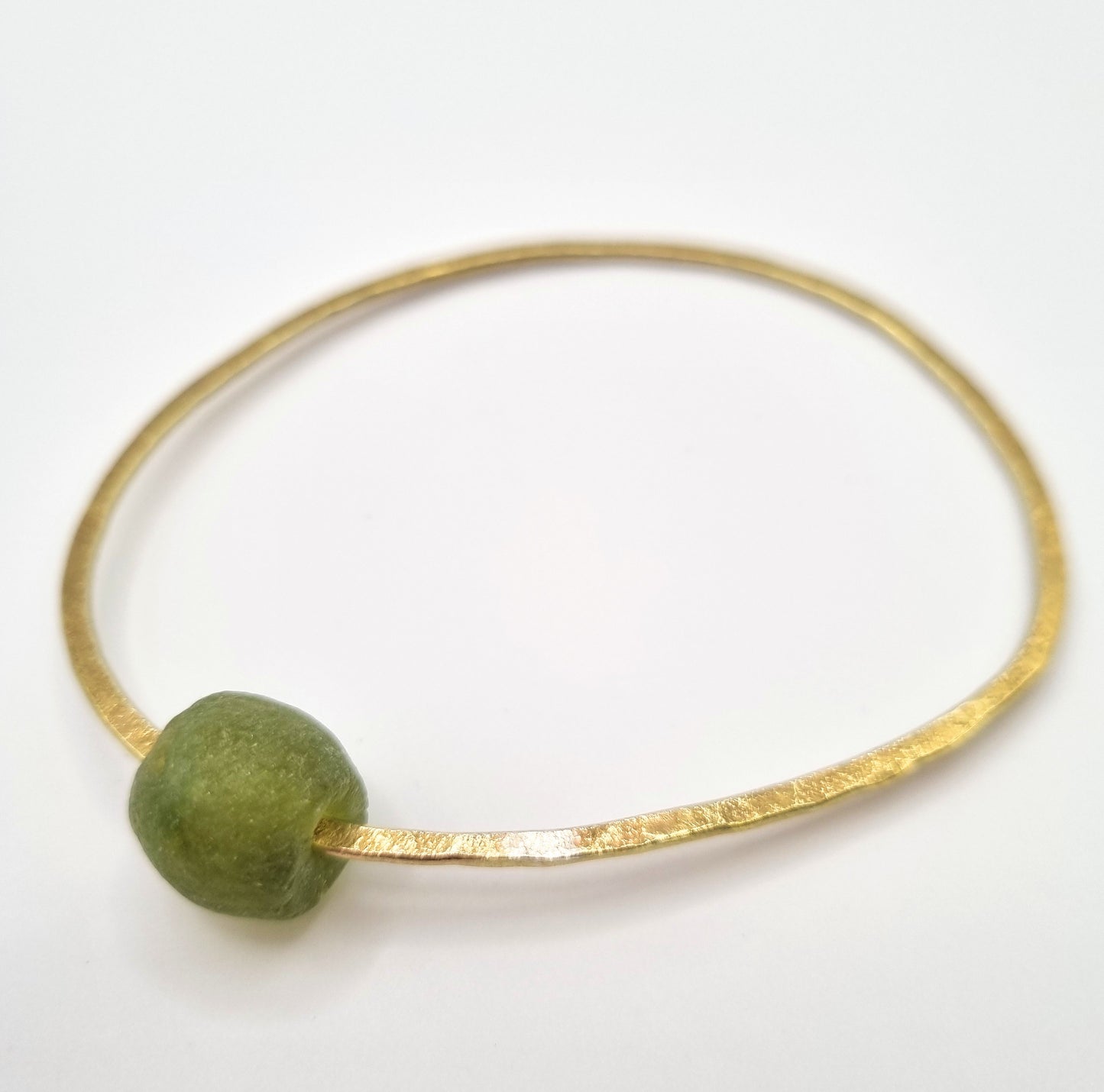 Brass Bangle with Recycled Glass Bead