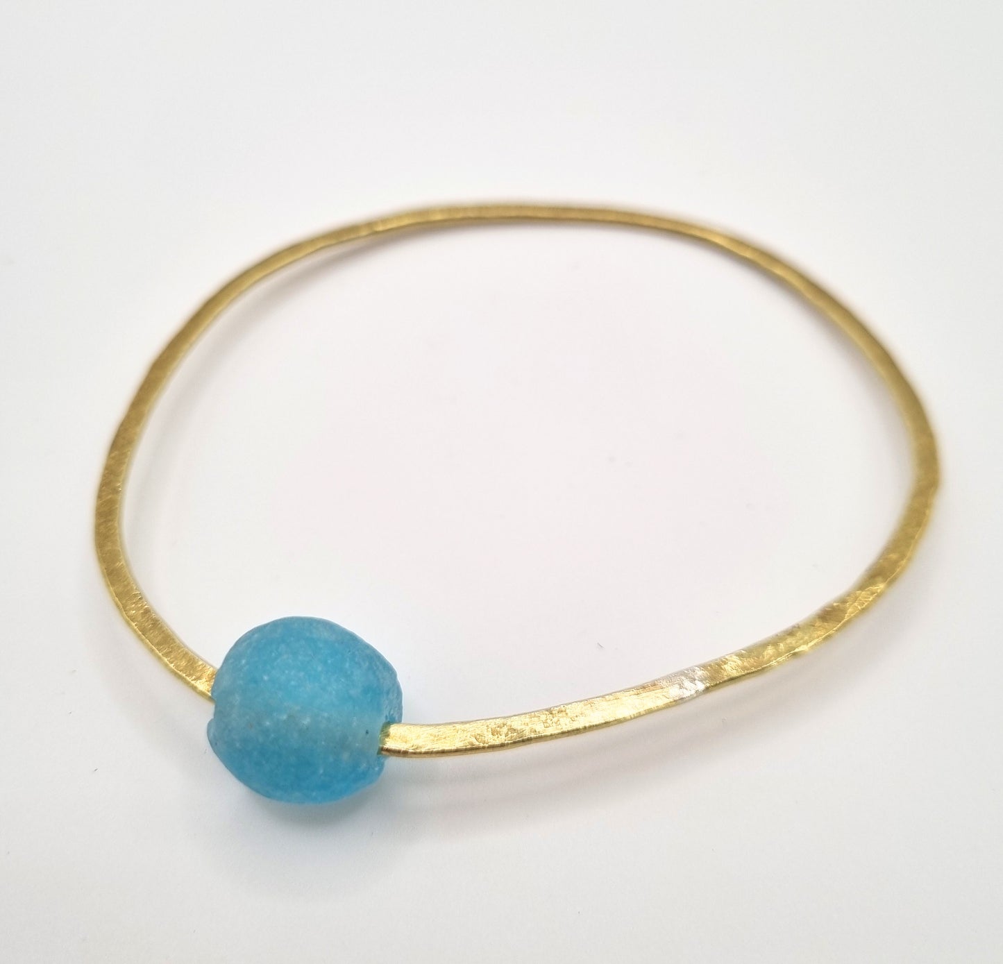 Brass Bangle with Recycled Glass Bead